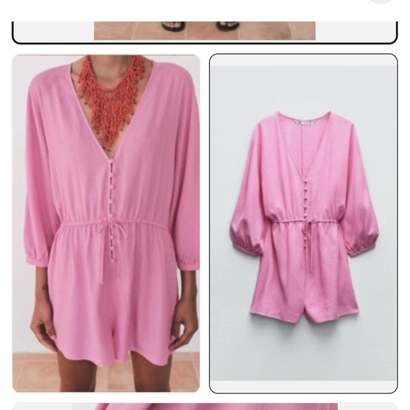 Zara Pants - Zara Pink V-Neck Romper